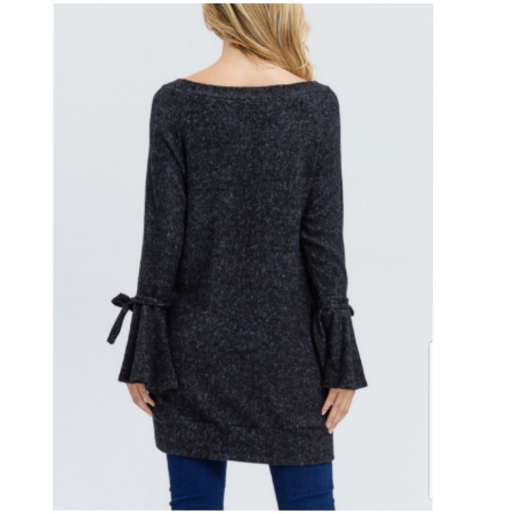 Long Body Bell Sleeve Ruffle Detail - Picture 2 of 3
